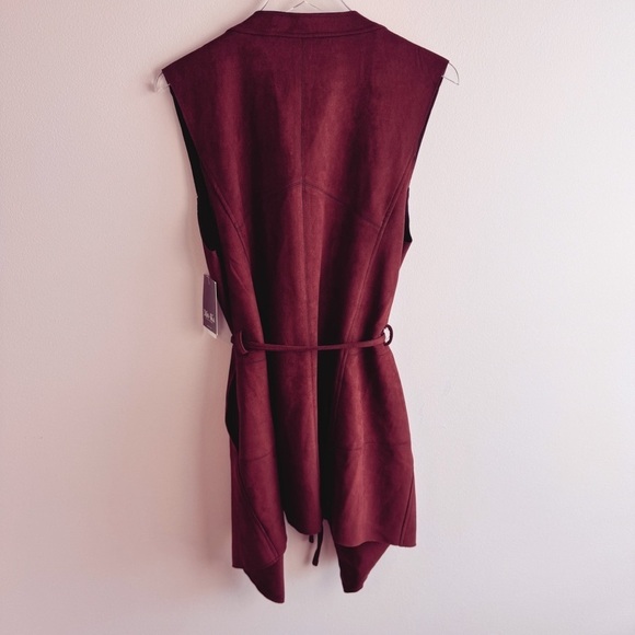Stitch Fix MO-KA Burgundy Long Vest Lizzie Southwestern Faux Suede size XL - Picture 7 of 7